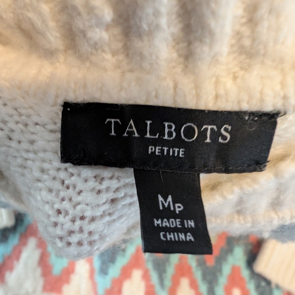 Talbots Wool Blend Fair Isle Chevron Sweater, Women's Medium Petite - Picture 3 of 6